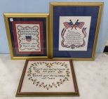 Three Cross Stitch Framed Quotes