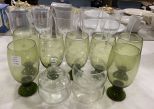 Clear Glass Goblets and Green Drinking Glasses