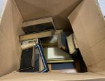 Box Lot of Picture Frames and Old Books