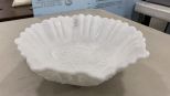 Vintage Imperial Milk Glass Ruffled Edge Bowl Grape Vine Pattern