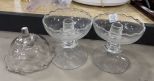 Pair of Candle Holders with Detachable Glass Base and 1 Glass Candle Holder without Base