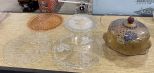 Grouping of Glassware, Crystal, Serving Plates, and Cake Stand