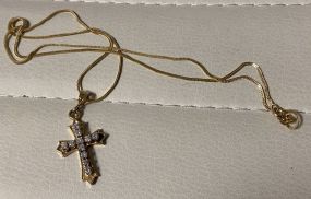 (No Ship out of Town) 14 Kt Italy Chain and Cross Pendent