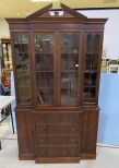 Burl Mahogany Small Breakfront China Cabinet