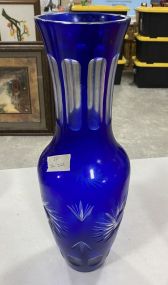 Cobalt Blue Cut to Clear Vase