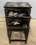 Set of 3 Black Lacquer Nesting Tables