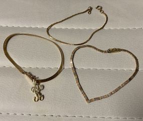 (No Ship out of State) Three 14 Kt Italy Bracelets