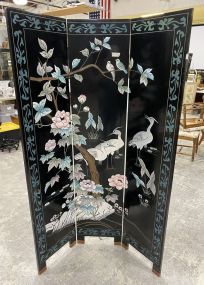 Asian Three Panel Screen with Cranes