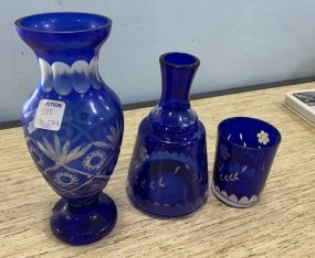 Cobalt Blue Decanters and Cup