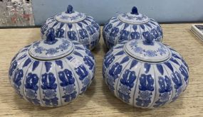 Four Blue and White Oriental Vases