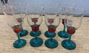 Eight Art Glass Wine Glasses