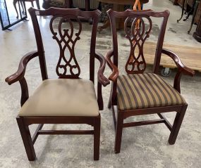 Pair of Reproduction Cherry Chippendale Arm Chairs