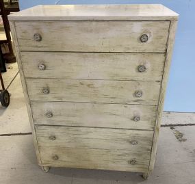 Painted White Distressed Chest of Drawers