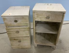Two Painted White Distressed Night Stands