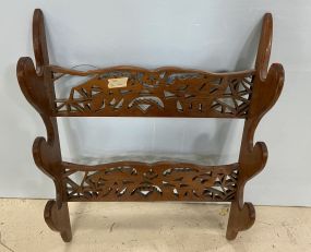 Carved Wood Three Gun Rack