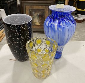 Three Decorative Art Glass Vases
