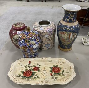 Group of Porcelain Vases and Tray