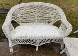 White Wicker Style Settee