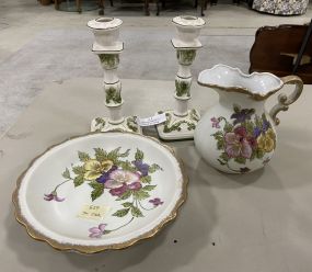 Pair of Candle Sticks, Pitcher and Bowl