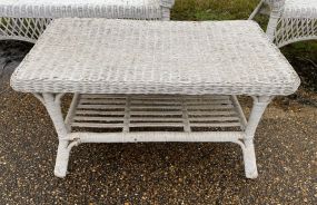 White Wicker Style Coffee Table