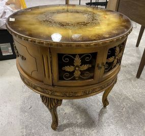 Gold Painted French Round Lamp Table