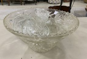 Vintage Glass Punch Bowl and Cups