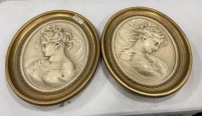Pair of Gold Framed Classical Busts