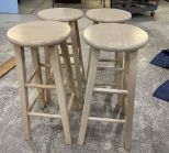 Four John Thomas Blonde Pine Bar Stools