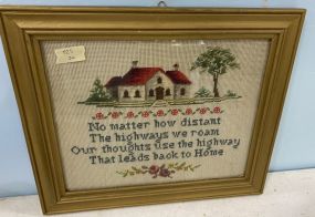 Vintage Framed Needle Point Quote