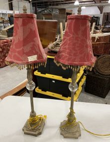 Pair of Metal Tole Style Table Lamps