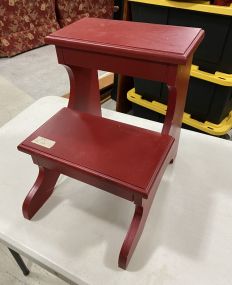 Red Painted Wood Step Stool