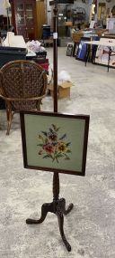 Mahogany Adjustable Needle Point Fire Screen