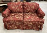 Floral Design Red Upholstery Love Seat