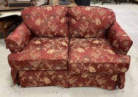 Floral Design Red Upholstery Love Seat