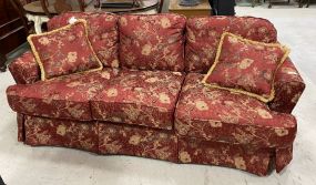 Floral Design Red Upholstery Sofa