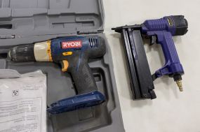 RYOBI Battery Drill and Small Nail Gun