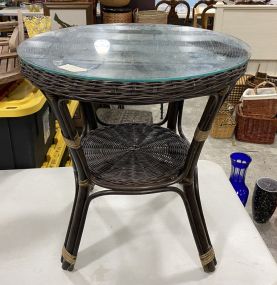 Small Wicker Style Round Side Table