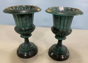 Pair of Decorative Metal Urn Vases