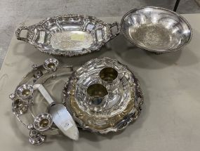 Silver Plate Footed Dish, Footed Center Piece, Candle Holders, Dishes