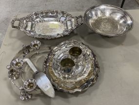 Silver Plate Footed Dish, Footed Center Piece, Candle Holders, Dishes