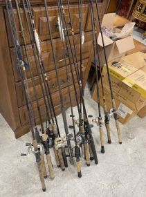 Group of Open Face Reels and Rods