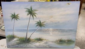 Signed Beach View on Canvas