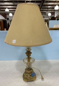Mid Century Style Brass and Glass Candle Stick Lamp