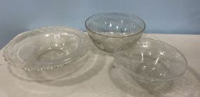 Three Clear Glass Serving Bowls