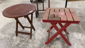 Two Small Wood Outdoor Tables