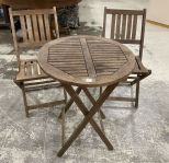 Patio Wood Table and Two Chairs