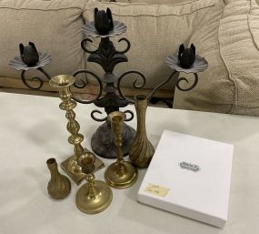 Group of Candle Holders and Picture Frame