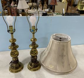 Pair of Mid Century Brass Lamps