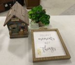 Hand Crafted Barber Bird House, Collect Moments Sign, and Fruit Decor