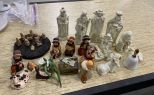 Nativity Figurines, Porcelain, and Bell